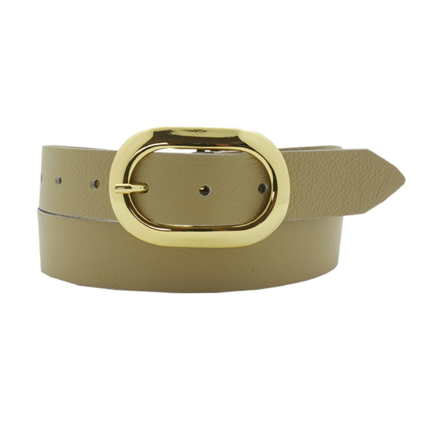 Schlichter Ledergürtel mit ovaler goldener Schließe – Annamatoni Accessoires