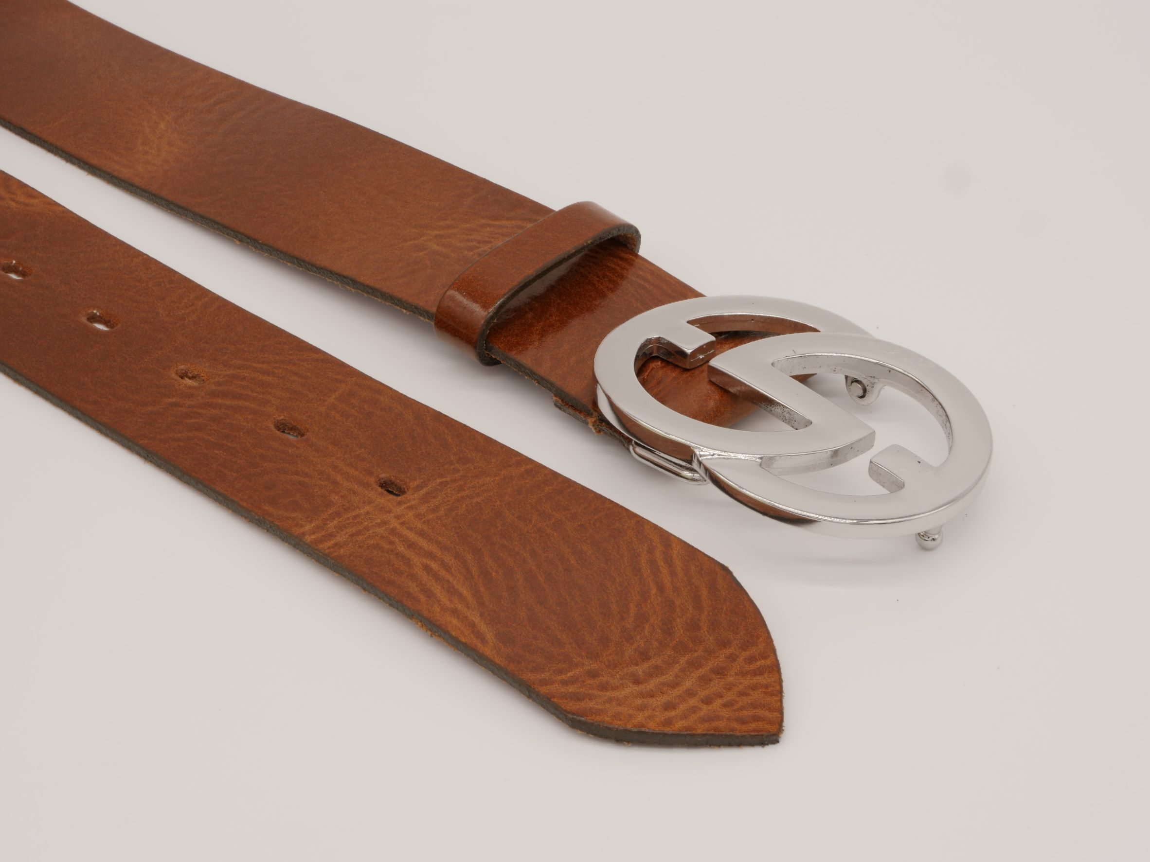 Klassischer Ledergürtel mit eleganter Koppelschließe – Annamatoni  Accessoires